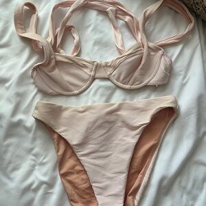 J Crew Pink Ribbed Bikini Set